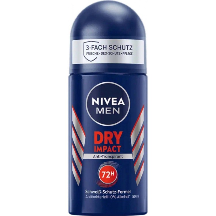 Nivea Roll on Dry Impact 50ml - Kosmetika Pro muže Péče o tělo Tuhé antiperspiranty